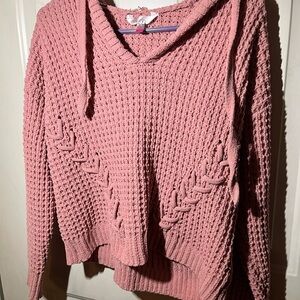 No Boundaries Pink V-Neck Sweater